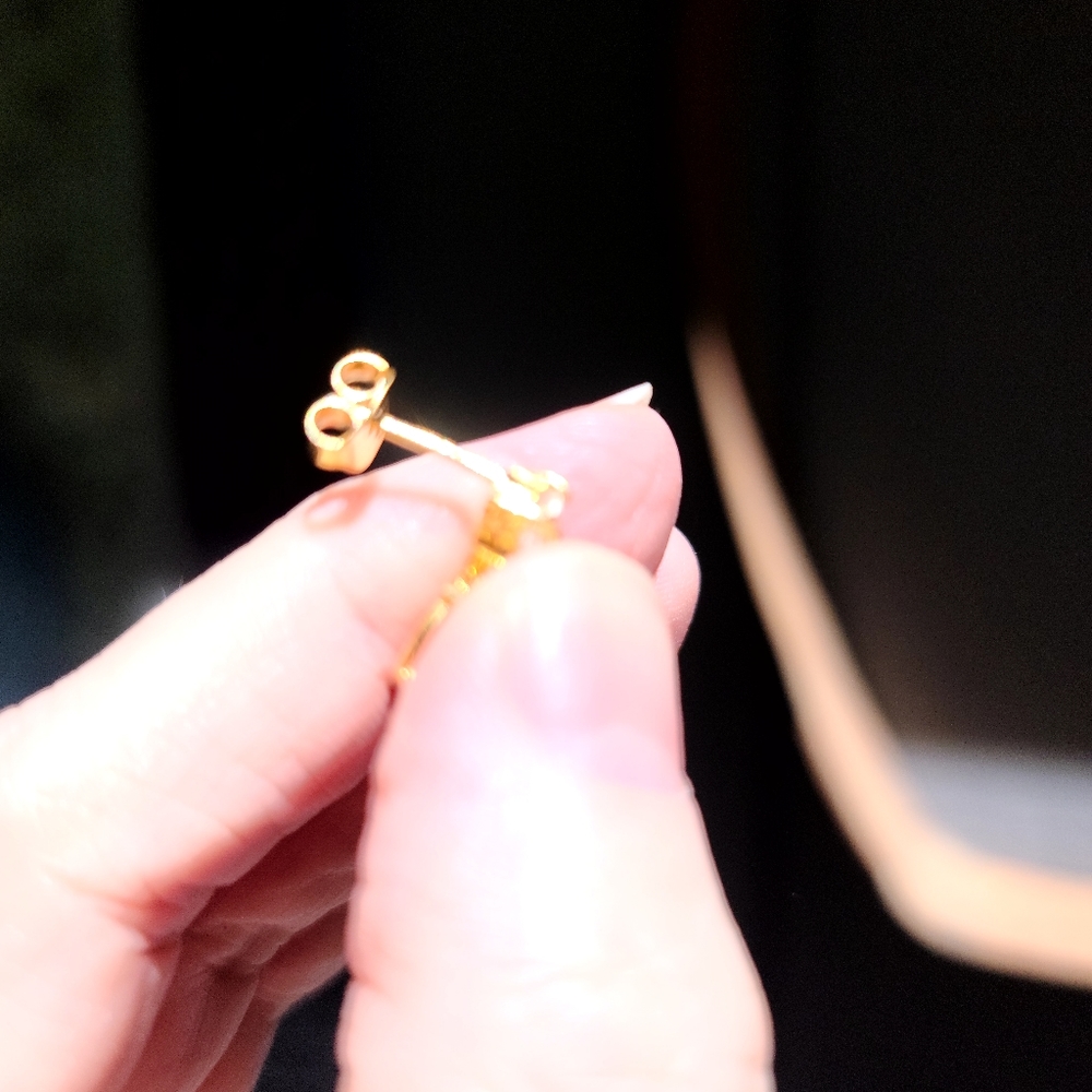 3k Opal & moonstone sterling &gold earrings - Picture 3 of 7